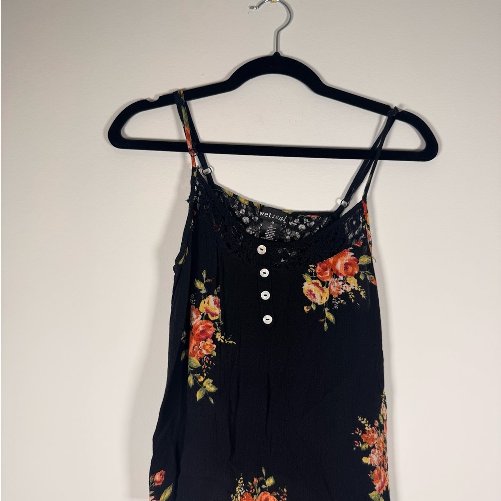Wet Seal Black and Orange Camisole with Buttoned Details